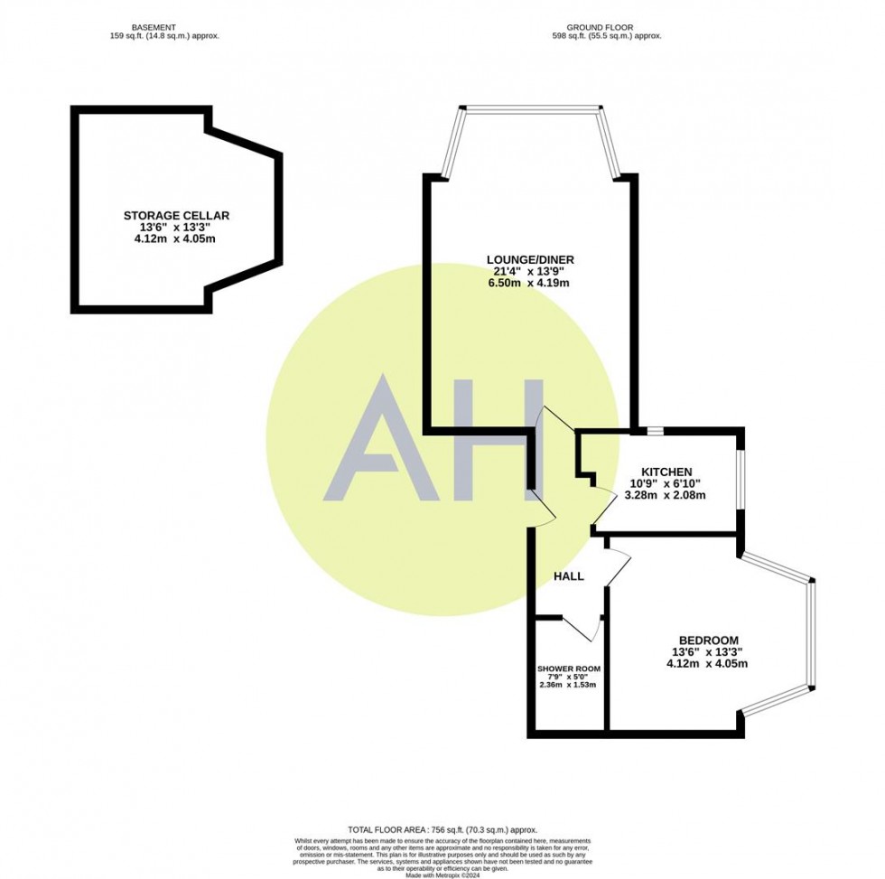 Floorplan for Flat 1, Edge Mount, Cavendish Road, Bowdon